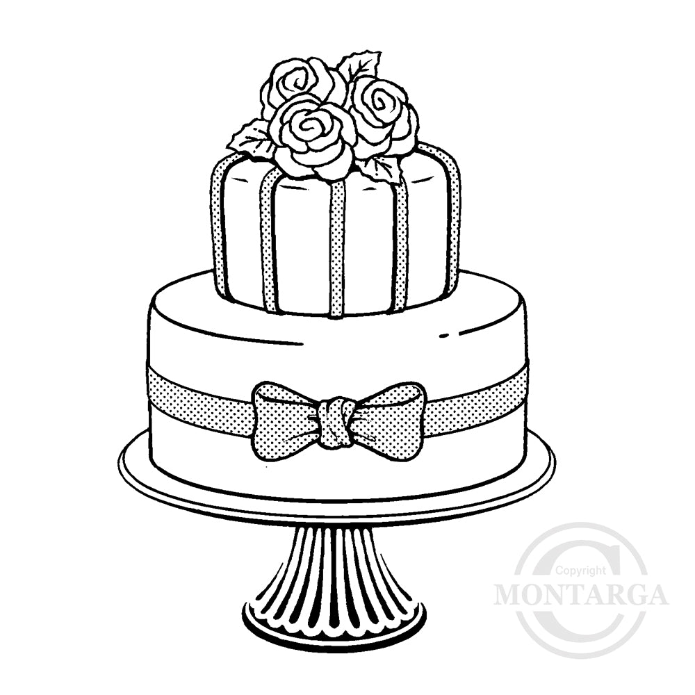 0107 F - Decorated Cake Rubber Stamp