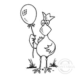 0169 E - Pukeko with Balloon Rubber Stamp