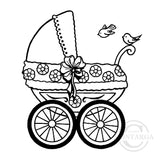 0336 F or C - Baby Pram Rubber Stamp