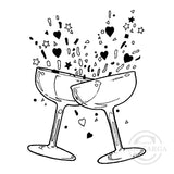 0356 C or G - Celebration Champagne Glasses Rubber Stamp