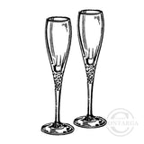 0380 B or E - Champagne Glasses Rubber Stamp