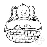 0391 G Baby in Basket Rubber Stamp