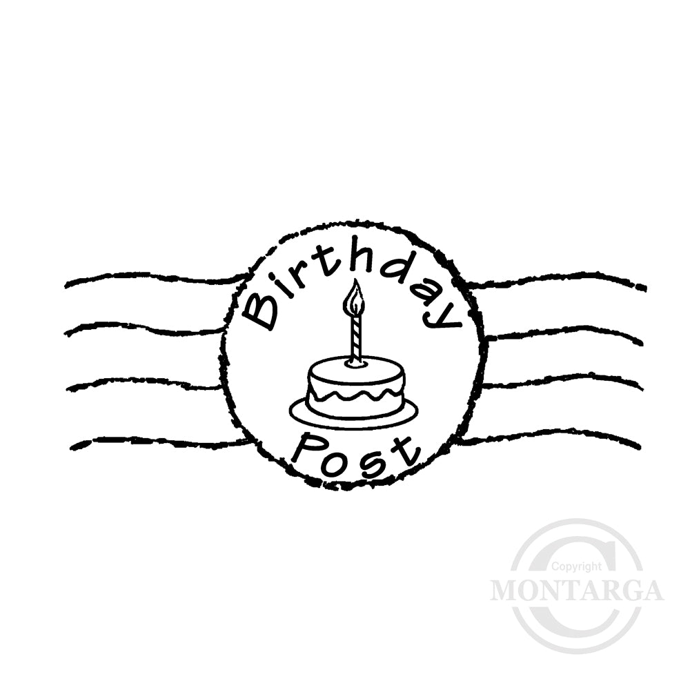 0399 B - Birthday Post Wording Rubber Stamp