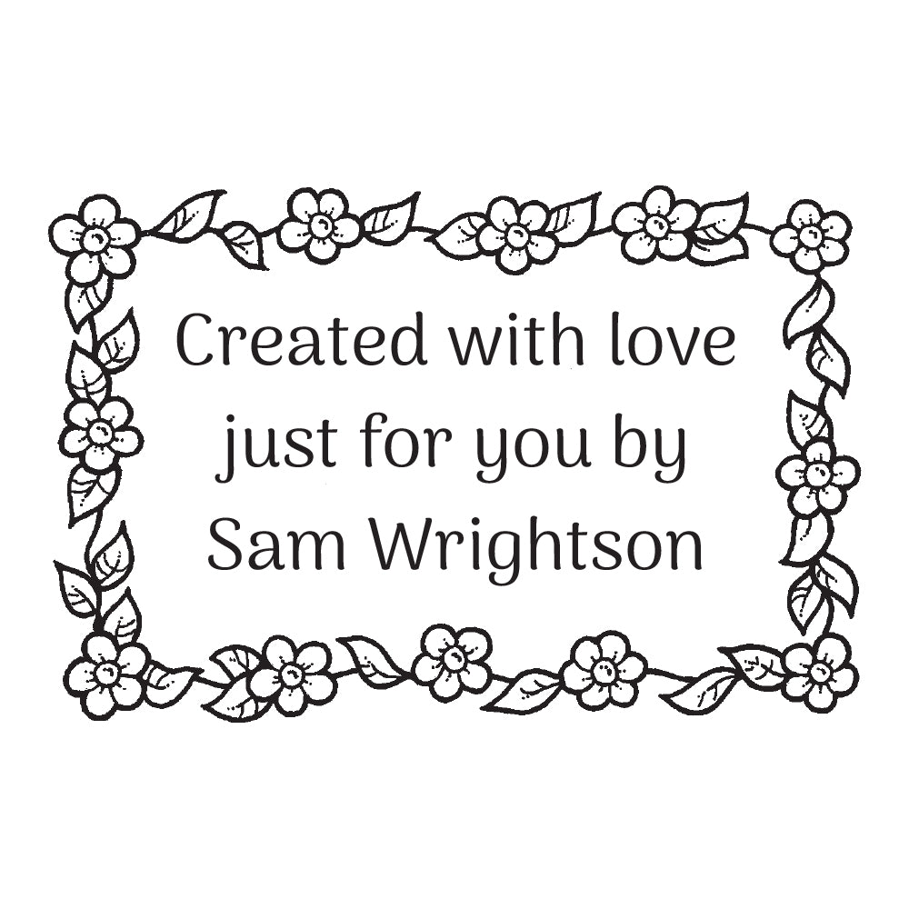 0468 E Floral Frame - Personalised Rubber Stamp