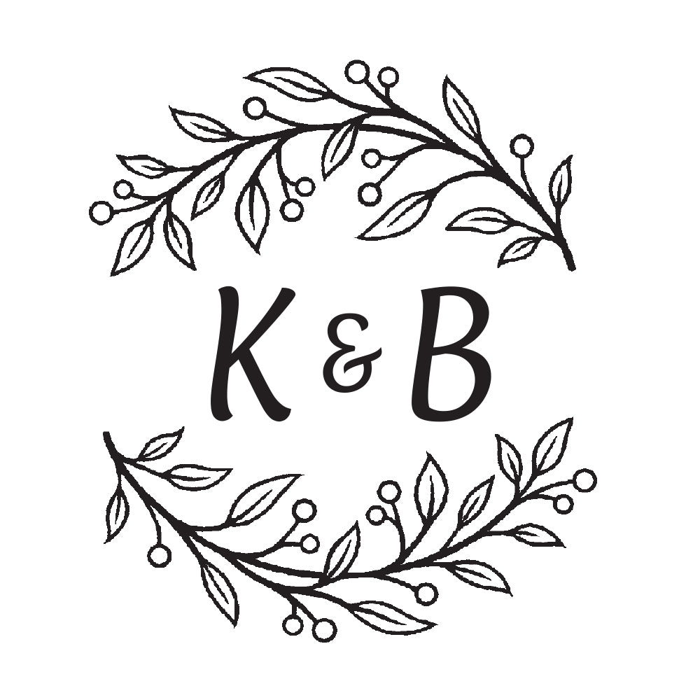 0502 D Sprig Border - Personalised Initials Rubber Stamp