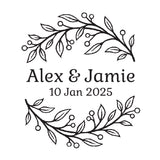 0502 D or F Sprig Frame - Personalised Wedding Rubber Stamp