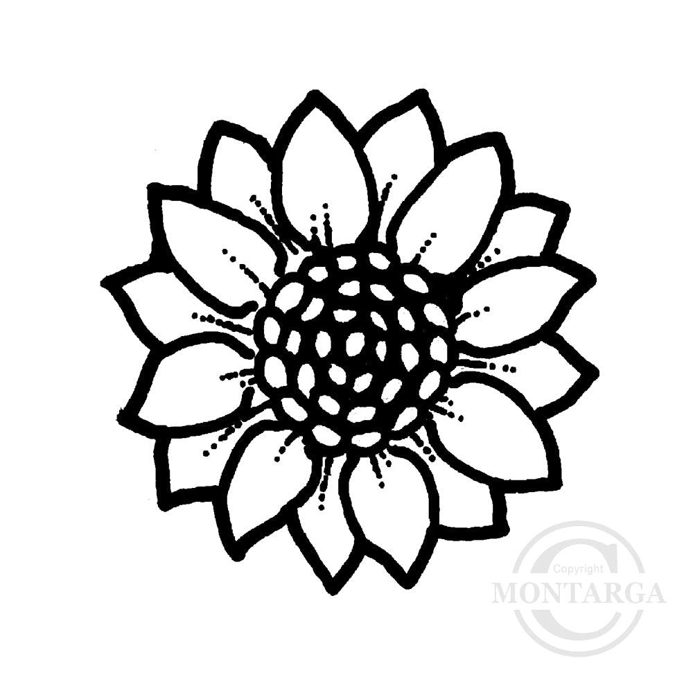 0622 A or C - Sunflower Head Rubber Stamp