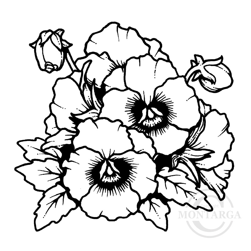 0627 C or G - Pansies Rubber Stamp