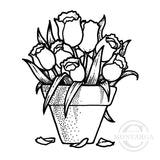 0628 Pot of Tulips Rubber Stamp