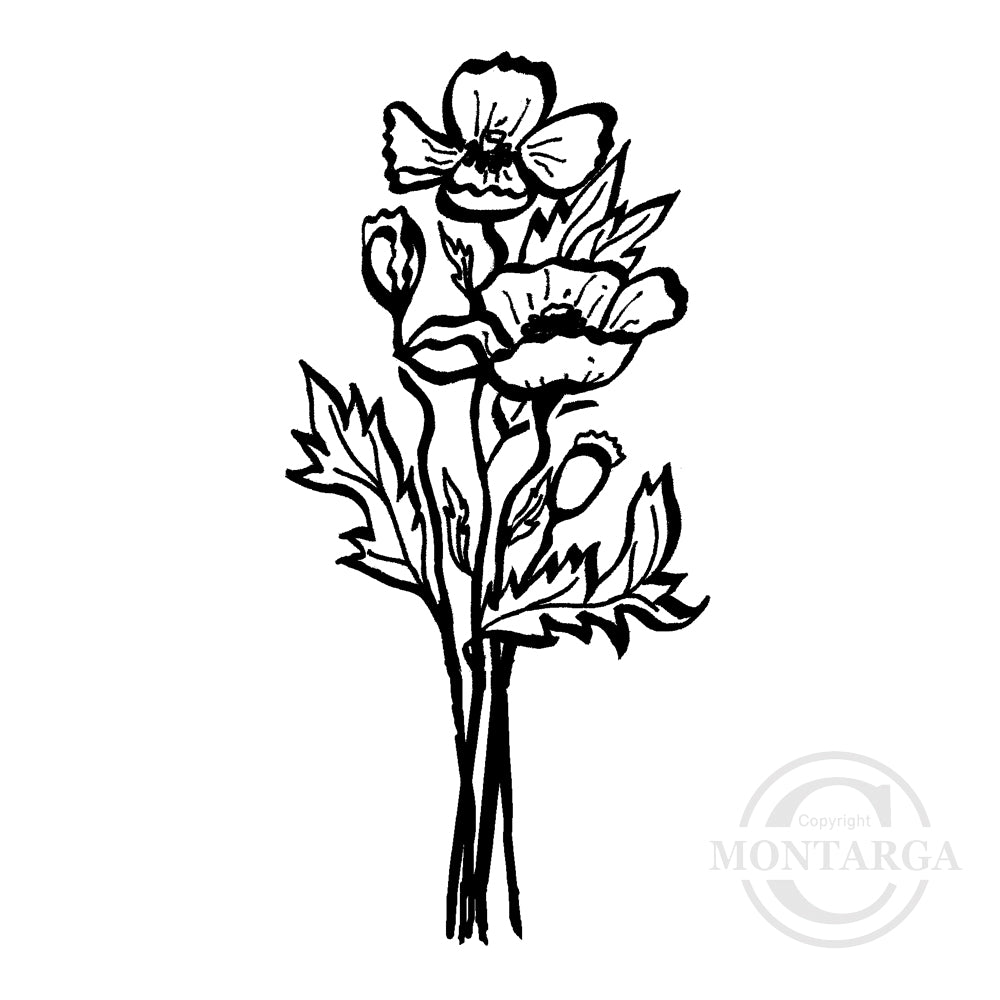 0686 FF - Poppies Rubber Stamp