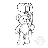 0719 E - Teddy With Balloons Rubber Stamp