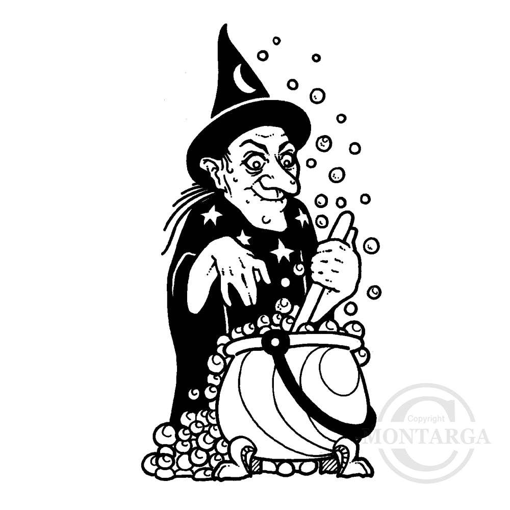 0822 E - Witch Rubber Stamp