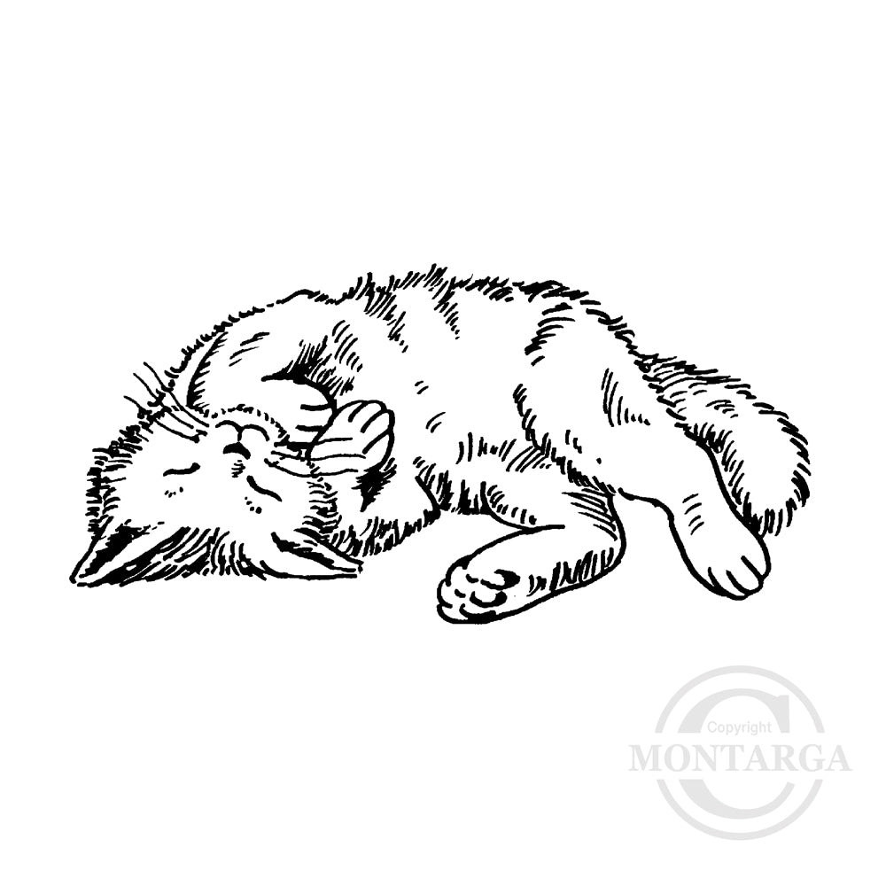 1048 E - Rolling Cat Rubber Stamp