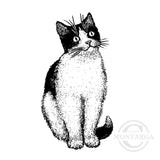 1055 E - Black & White Cat Rubber Stamp