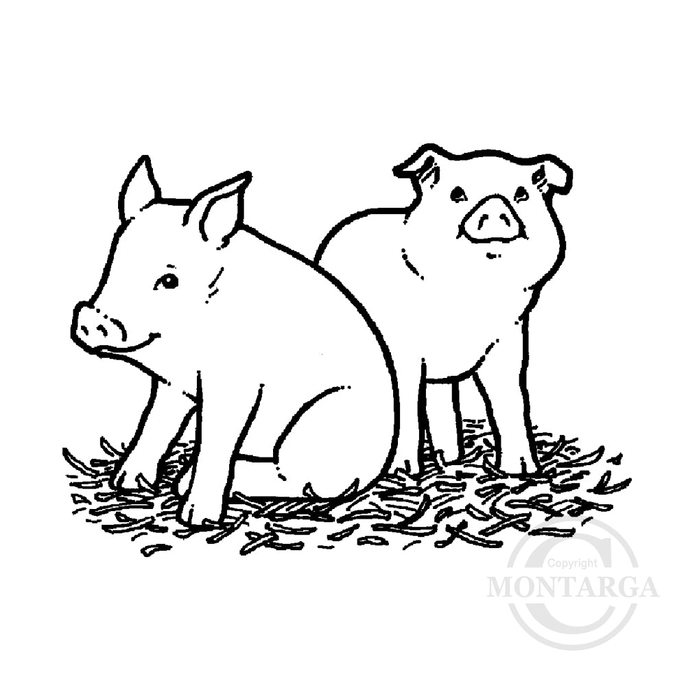 1245 D - Pigs Rubber Stamp