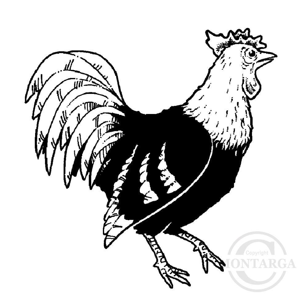 1346 D Rooster Rubber Stamp