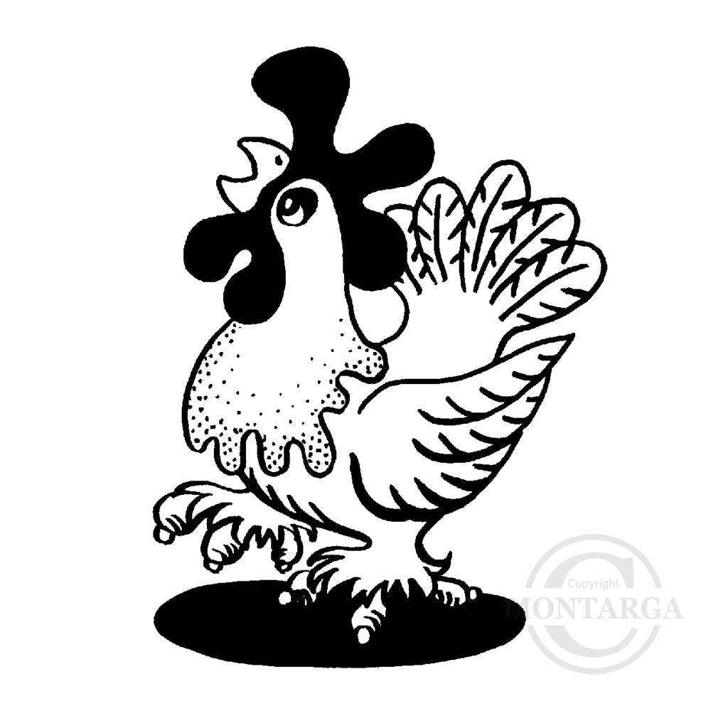 1361 D Rooster Rubber Stamp