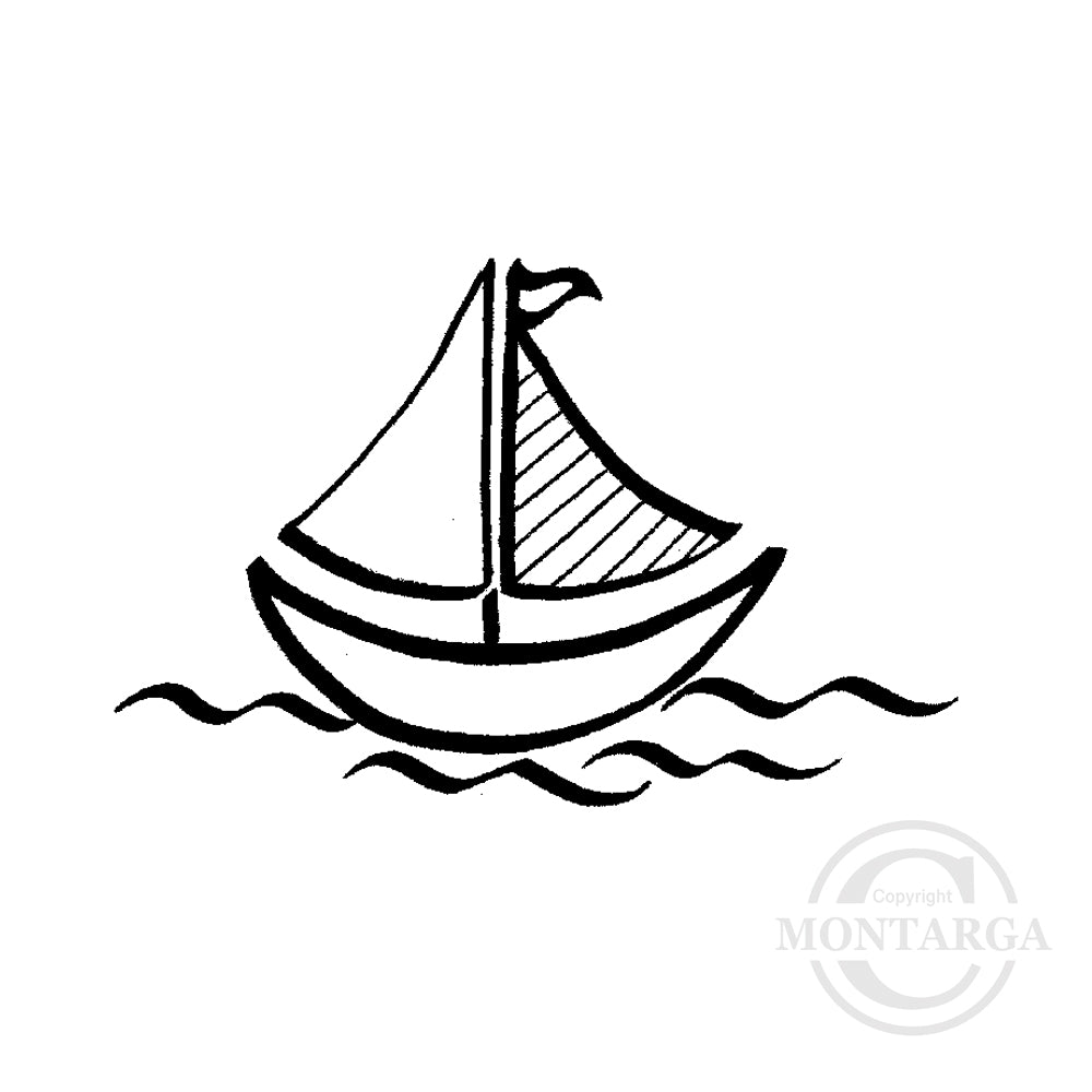 1463 B or E - Sail Boat Rubber Stamp