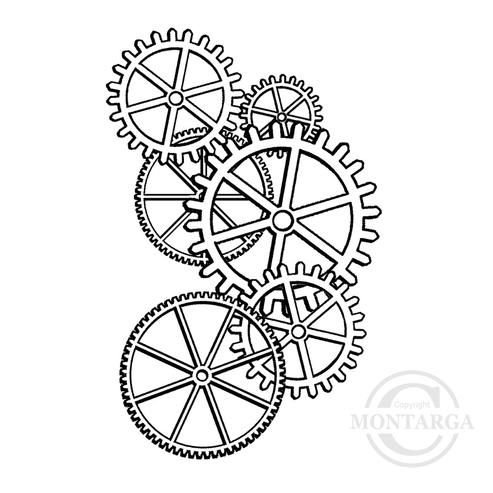 1683 E - Cogs Gears Rubber Stamp