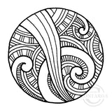 1917 A C or G - Koru Pattern Circle Rubber Stamp