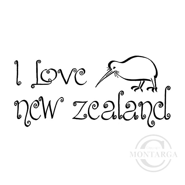 1948 B - I Love New Zealand Rubber Stamp