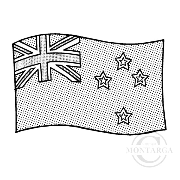 1988 E - New Zealand Flag Rubber Stamp