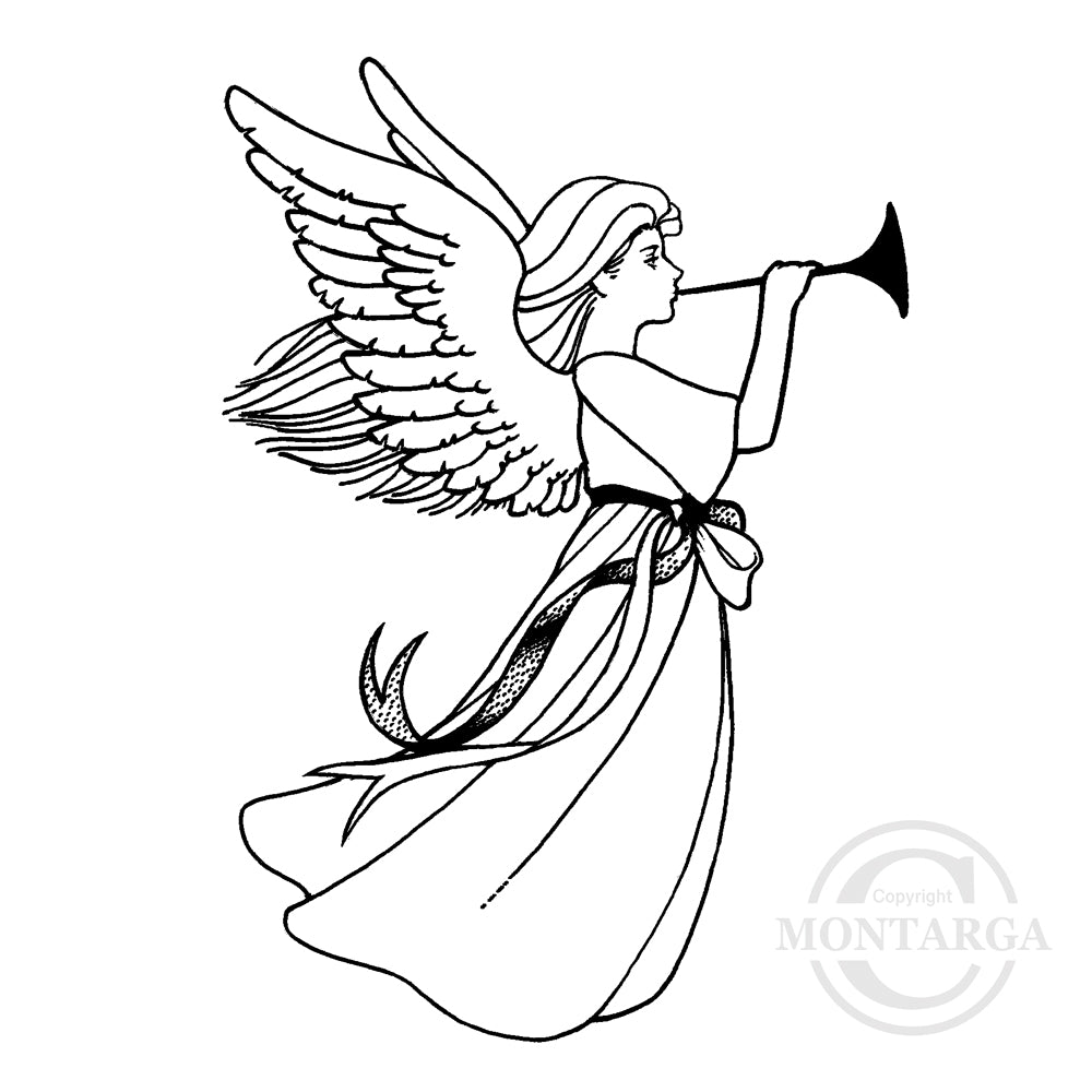 2138 G - Angel With Trumpet Rubber Stamp