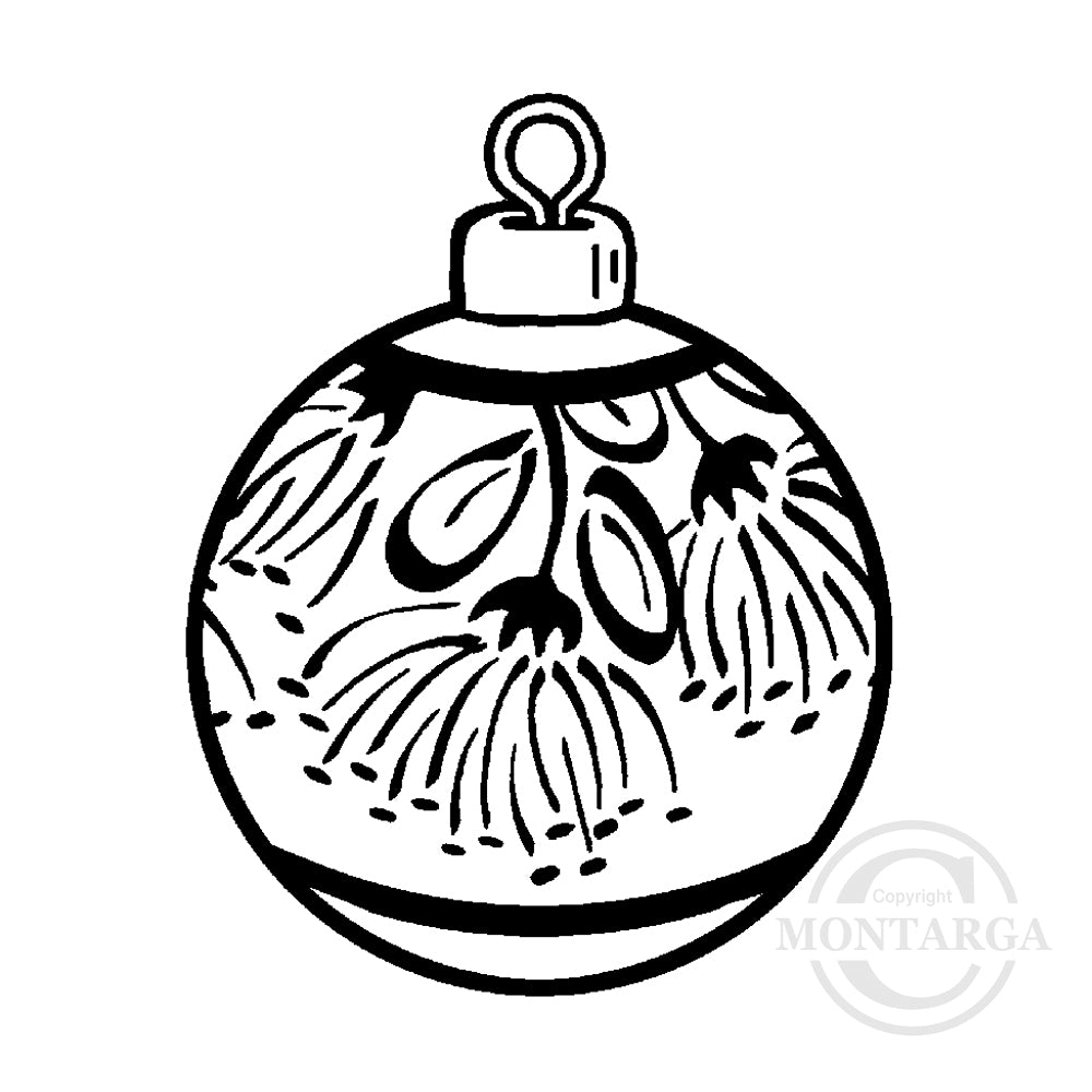 2194 C or F - Christmas Ball - Pohutukawa Rubber Stamp