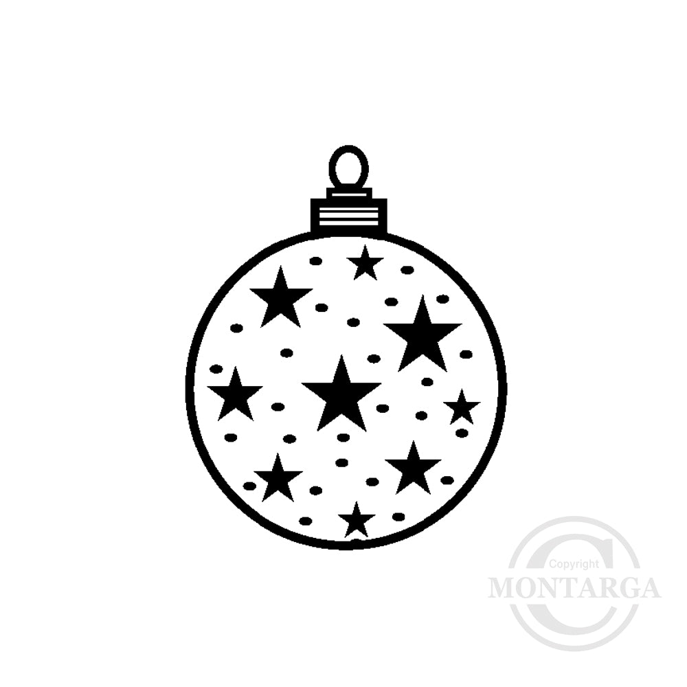 2209 A - Christmas Ball - Stars Rubber Stamp