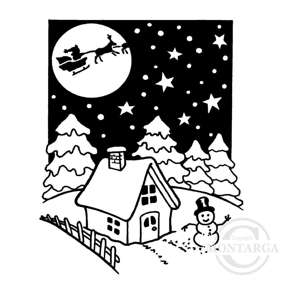 2224 G - Christmas Scene Rubber Stamp