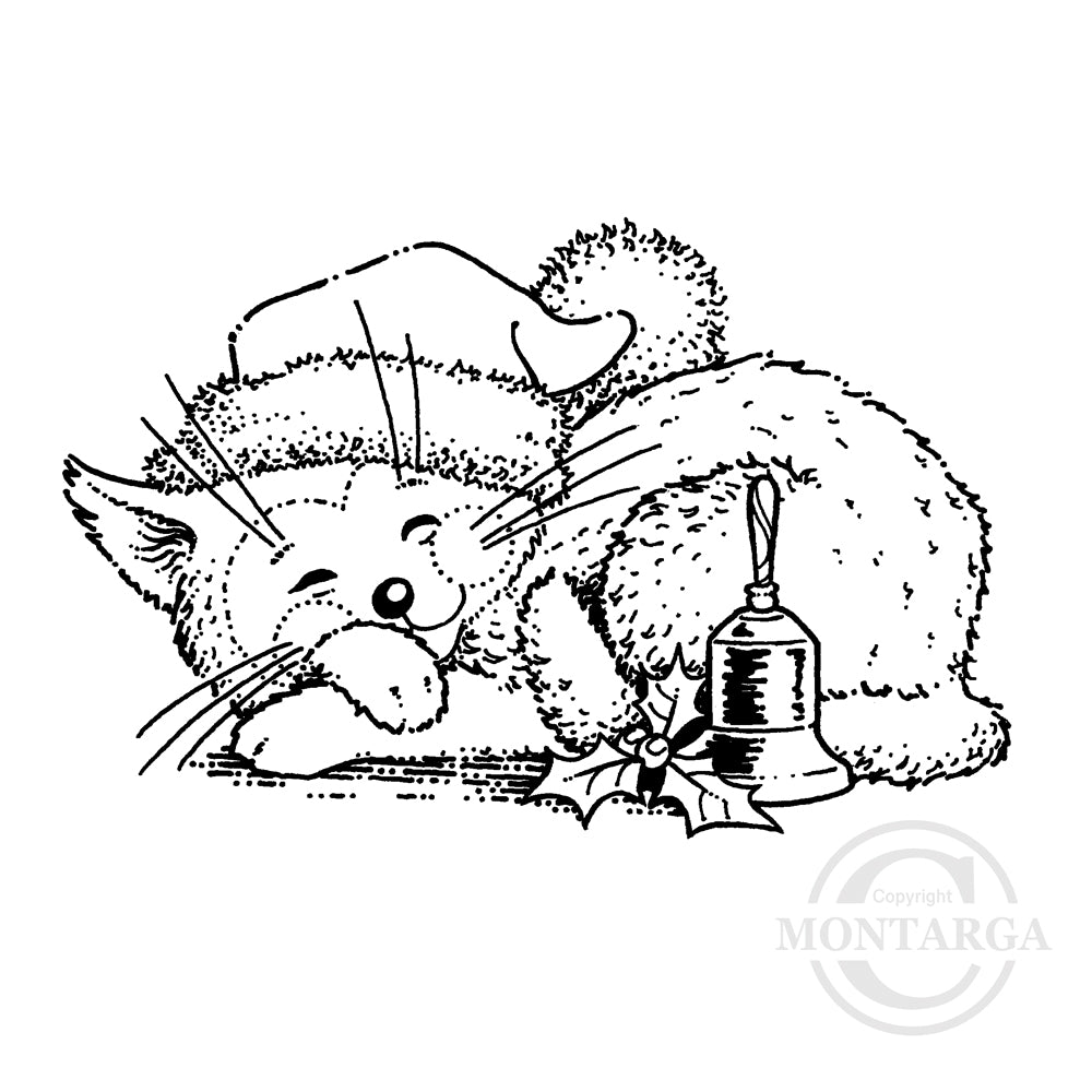 2235 E - Christmas Cat Rubber Stamp