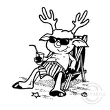 2303 C or F - Rudolph on the Beach Rubber Stamp