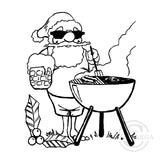 2306 c or F - BBQ Santa, Father Christmas Rubber Stamp