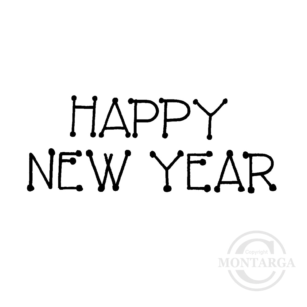 2318 B - Happy New Year Wording Rubber Stamp