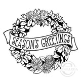 2321 G - Season's Greetings Wreath Rubber Stamp