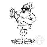 2329 G - Santa, Father Christmas In Shorts Rubber Stamp