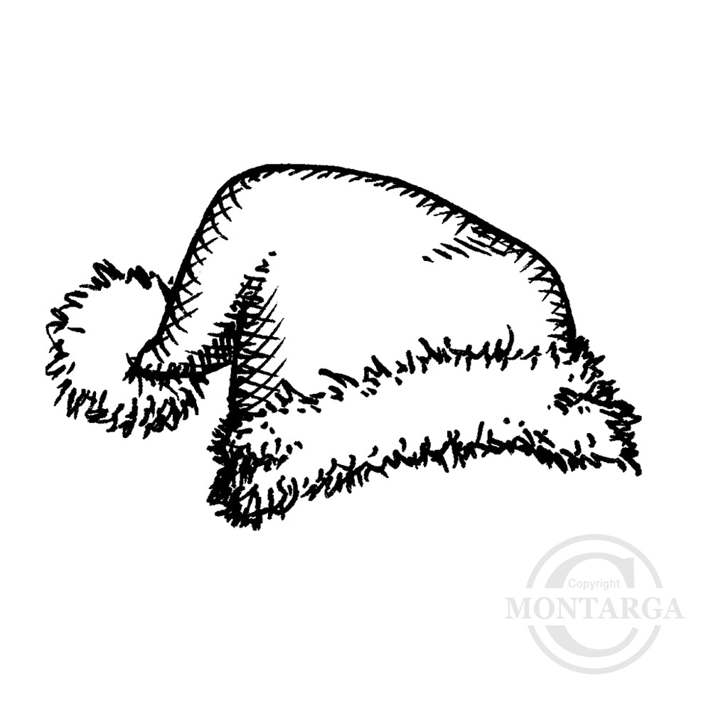 2343 D - Santa, Father Christmas Hat Rubber Stamp