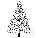 2353 GG or E - Swirly Christmas Tree Rubber Stamp