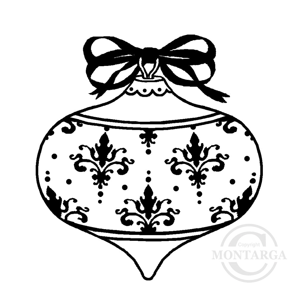 2356 D or F - Damask Christmas Ball Rubber Stamp