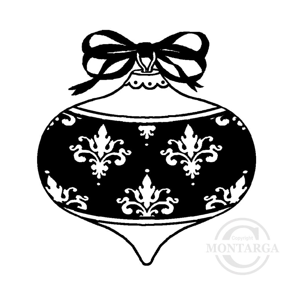 2357 D - Damask Christmas Ball Rubber Stamp