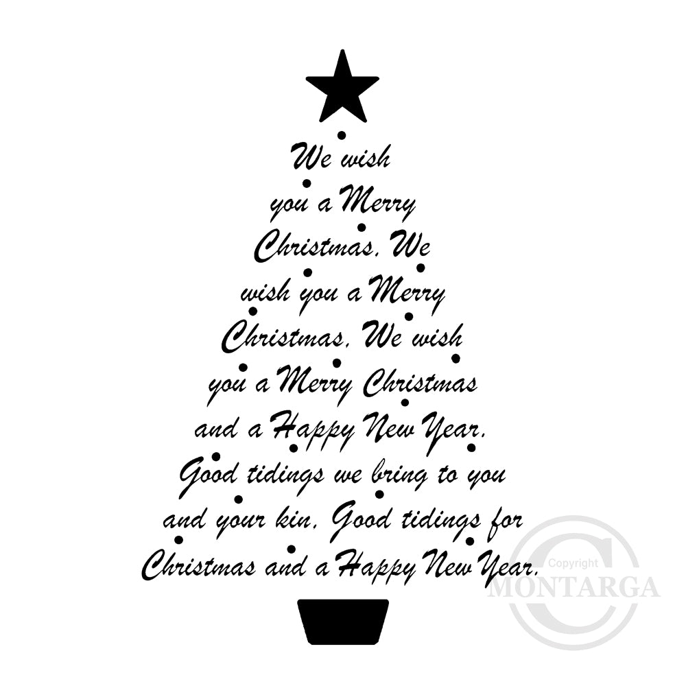 2360 GG - Wording Christmas Tree Rubber Stamp