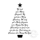 2360 GG - Wording Christmas Tree Rubber Stamp