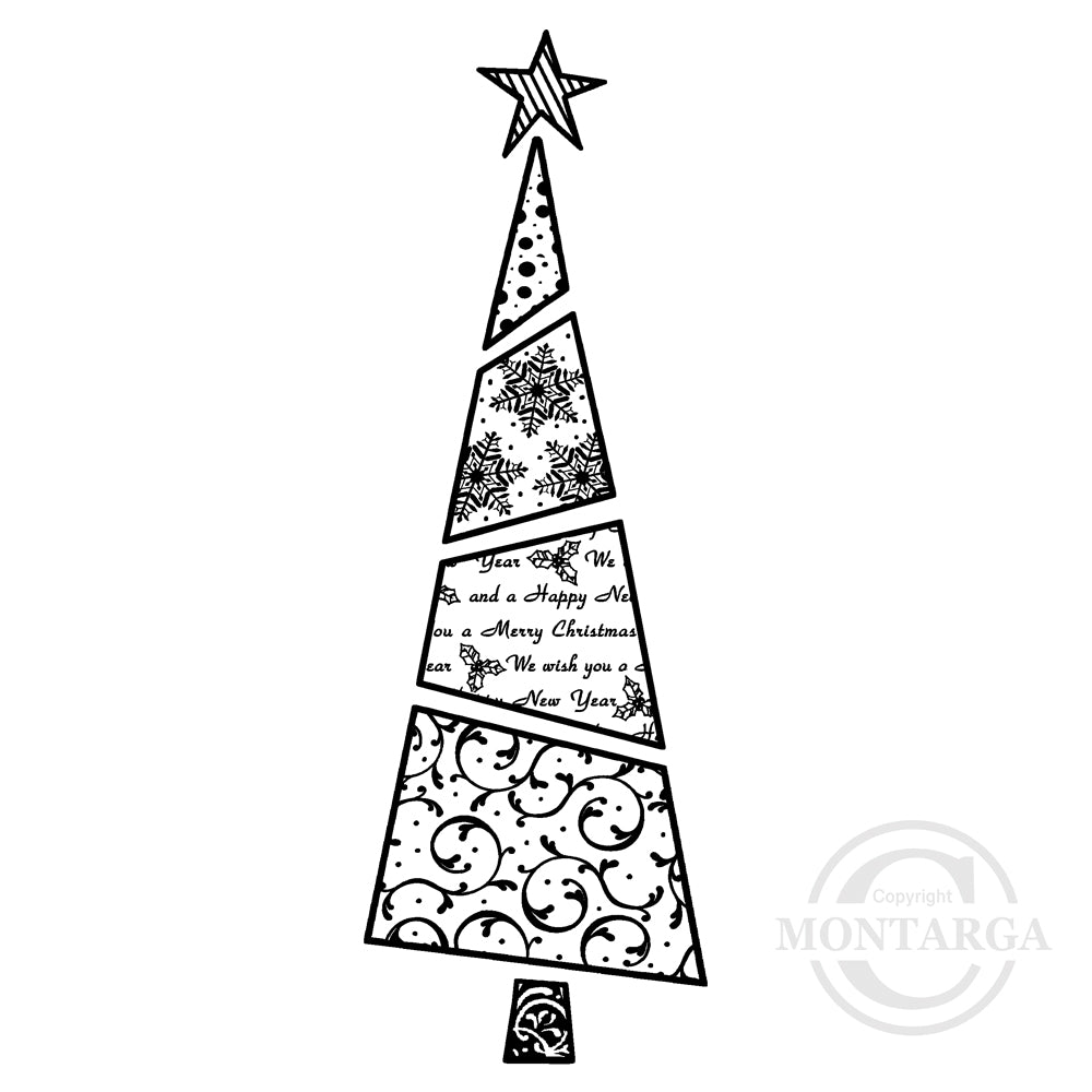 2374 FFF - Mosaic Christmas Tree Rubber Stamp