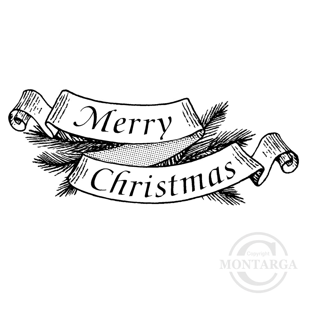 2375 FF - Merry Christmas in Scroll Wording Rubber Stamp