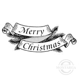 2375 FF - Merry Christmas in Scroll Wording Rubber Stamp