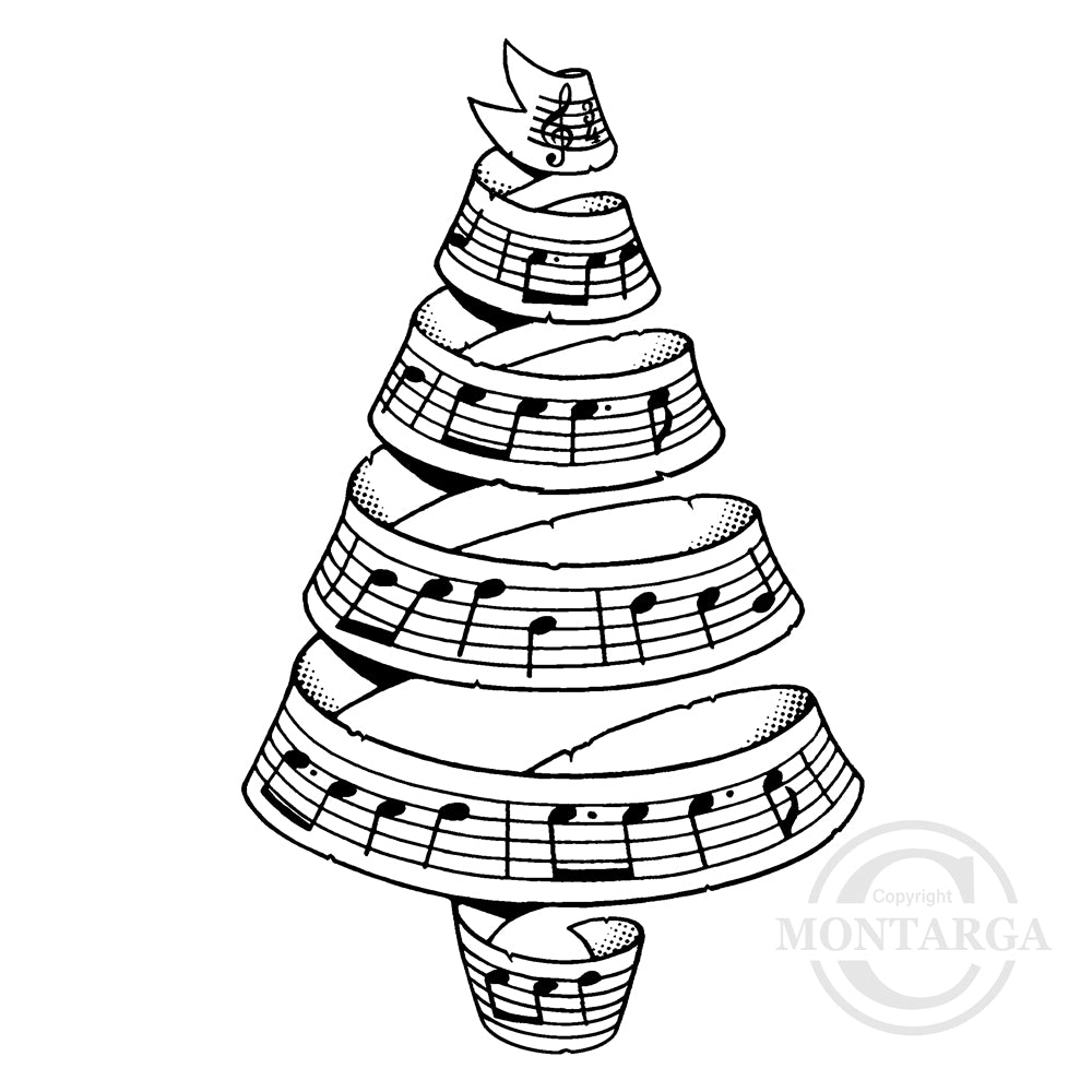 2379 GG - Music Christmas Tree Rubber Stamp