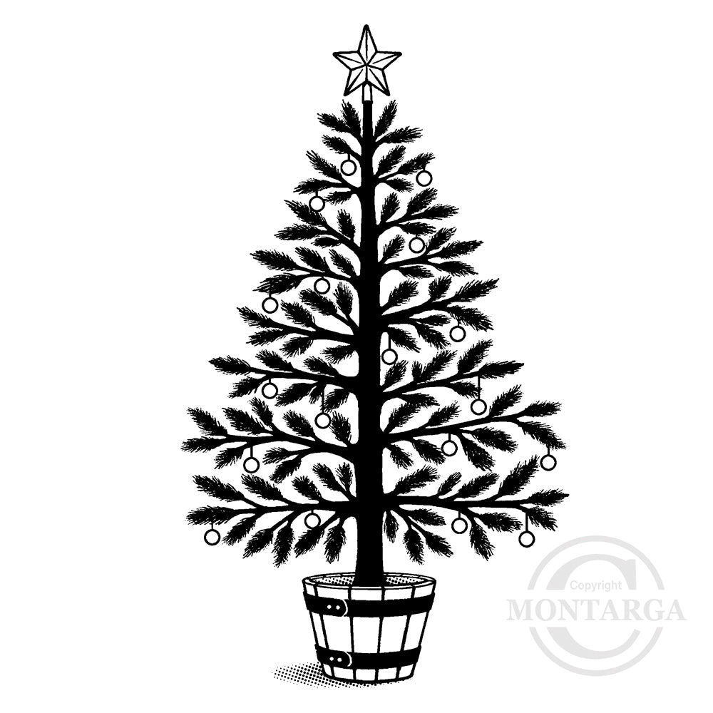 2381 GG - Scandinavian Christmas Pine Tree Rubber Stamp