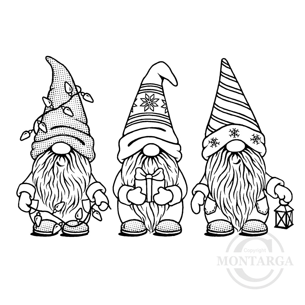 2399 GG - Christmas Gnome Trio Rubber Stamp