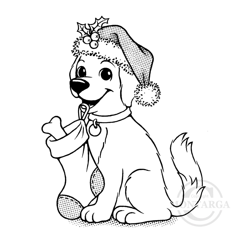 2402 G - Christmas Dog Rubber Stamp