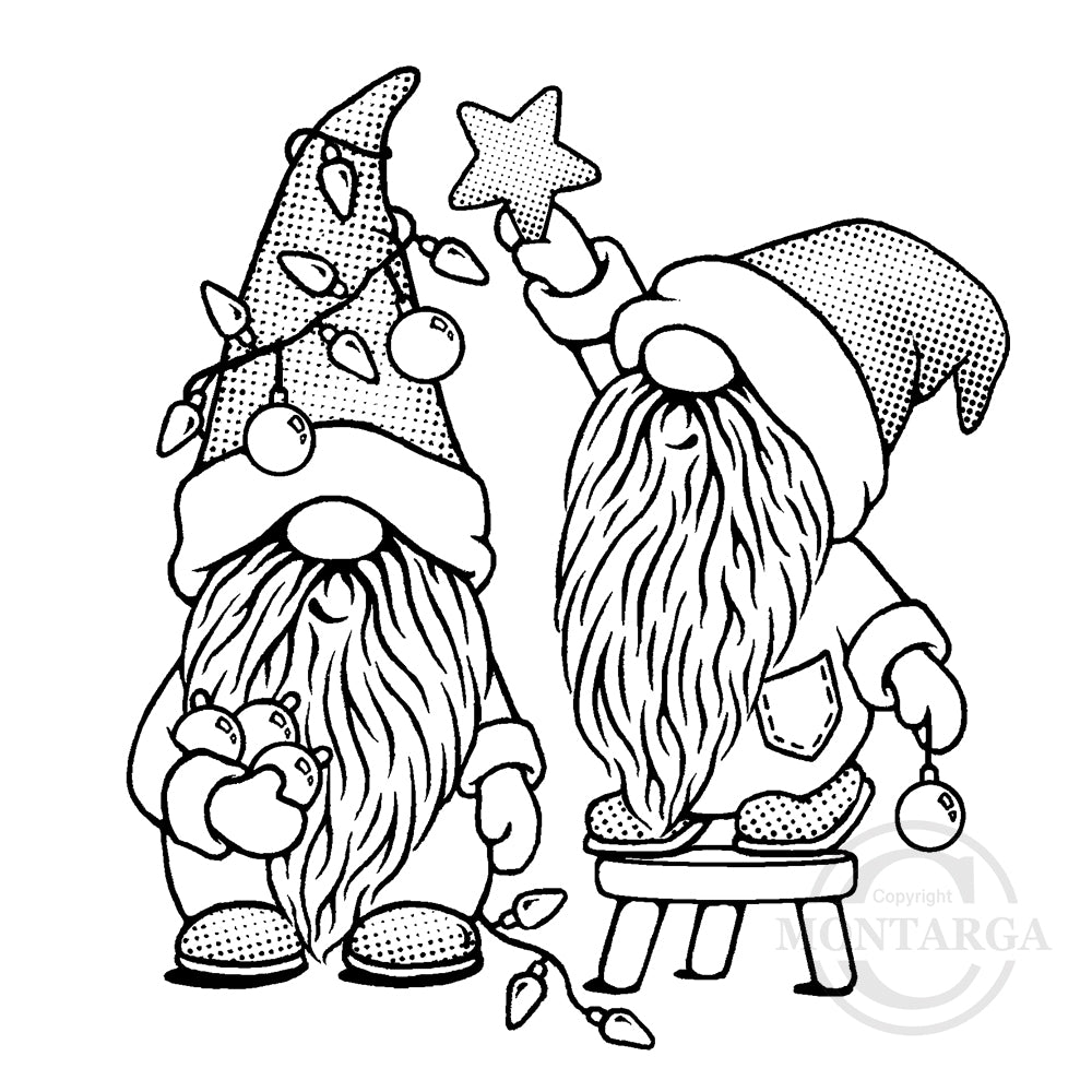 2403 G - Christmas Gnome Duo Rubber Stamp